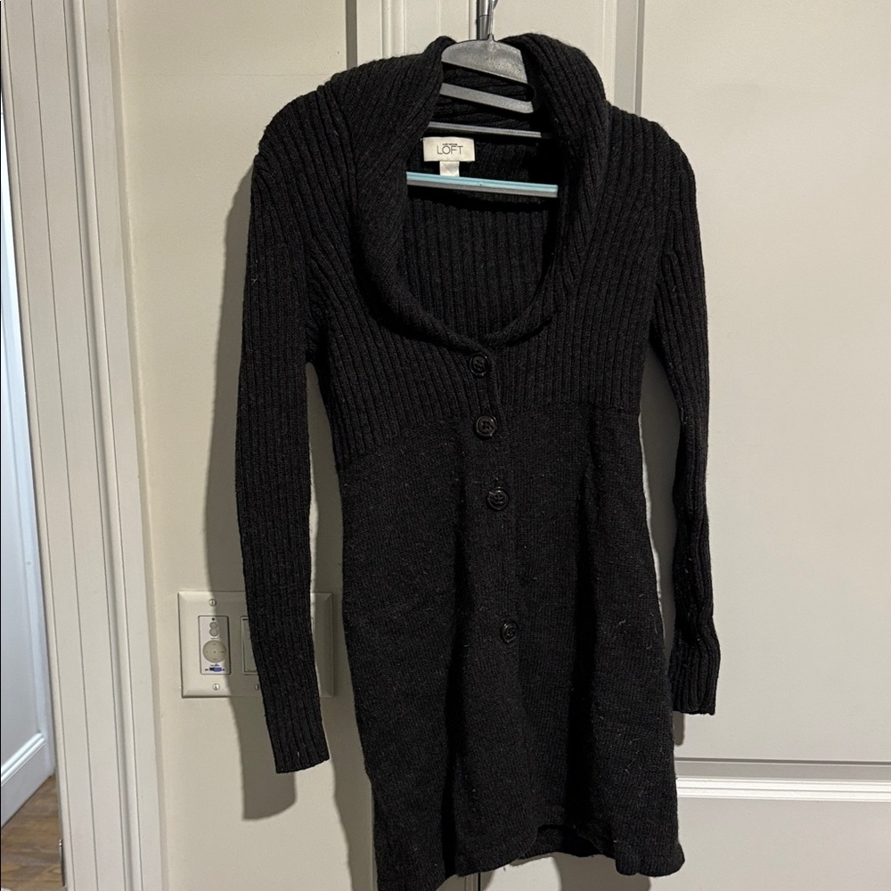 Ann Taylor LOFT Knit Shawl Collar Button-Up Sweater/Sweater Dress